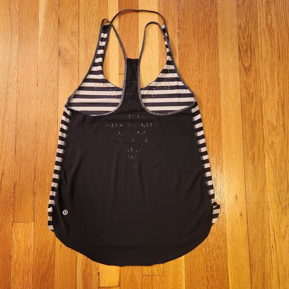 Lululemon Water Bound Singlet Apex Stripe Printed Black Dune Stripe Women’s Sz M - Picture 3 of 7
